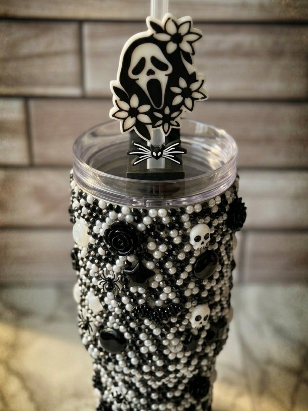 Black & White Straw Topper